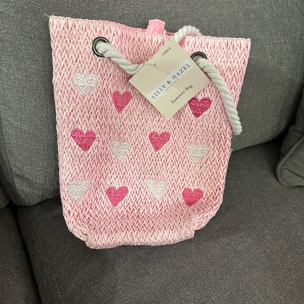 Pink and White Heart Shoulder Bag with Cozy Texture